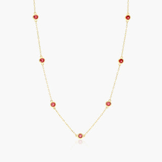 Necklace with Garnet Station in 14K Yellow Gold