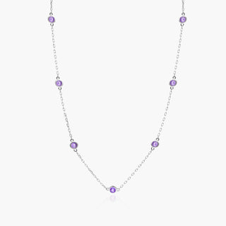 Necklace with Amethyst Station in 14K White Gold