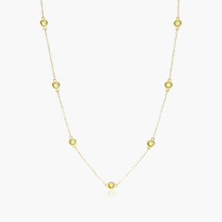 14K Yellow Gold Station Necklace with Peridot