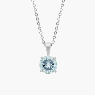 14k white gold aquamarine solitaire pendant (7mm)