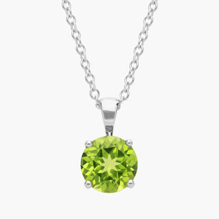 14k white gold peridot solitaire pendant (7mm)