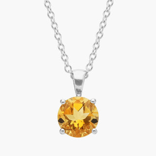 14k white gold citrine solitaire pendant (7mm)