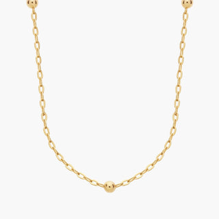 36" Small 14k Yellow Gold Stationed Bead Necklace (1.5 Mm)