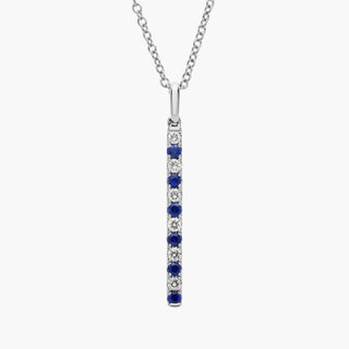 Riviera Pavé Vertical Bar Pendant in 14k White Gold with Swarovski Crystals and Diamonds (1.6mm)