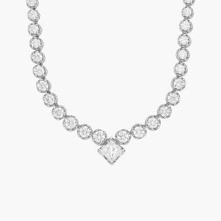 14k White Gold Diamond Eternity Necklace with Princess Center (5 Ct. Tw.)