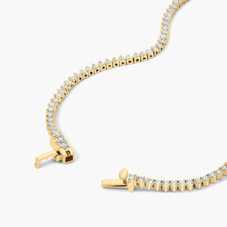 Tennis Necklace with Three Prongs Made of 14K Yellow Gold and Lab-Grown Diamonds (5.00 CTW - F-G / VS1-VS2)