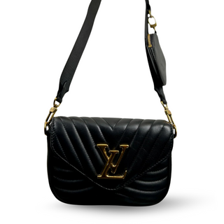 LOUIS VUITTON New Wave Multi-Pochette Black Quilted Calfskin Leather Crossbody Bag