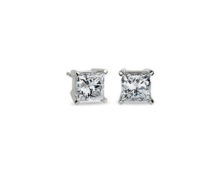 Princess Cut Diamond Stud Earrings In 14k White Gold (4 Ct. Tw.)