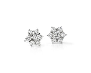 Fleur Diamond Stud Earrings In 18k White Gold (1 1/2 Ct. Tw.)