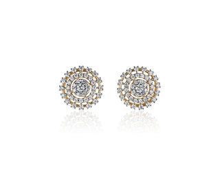 Sunburst Diamond Halo Stud Earrings In 14k Yellow Gold (1/2 Ct. Tw.)