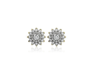 Sunburst Diamond Stud Earrings In 14k Yellow Gold (1 Ct. Tw)