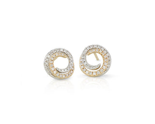 Diamond Two-Tone Swirl Stud Earrings In 14k Yellow And White Gold (1/2 Ct. Tw.)