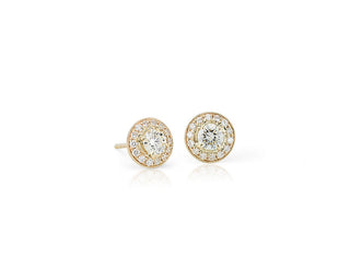 Vintage-Inspired Halo Diamond Stud Earrings In 14k Yellow Gold (3/4 Ct. Tw.)