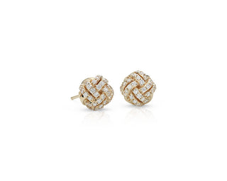 Love Knot Diamond Stud Earrings In 14k Yellow Gold (5/8 Ct. Tw.)