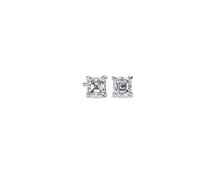 Lab Grown Diamond Asscher Cut Stud Earrings In 14k White Gold (1 Ct. Tw.)