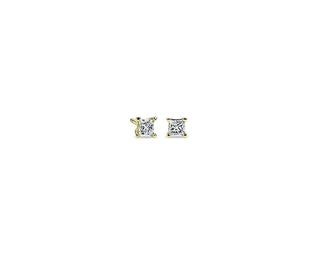 Lab Grown Diamond Princess Cut Stud Earrings In 14k Yellow Gold (1/4 Ct. Tw.)