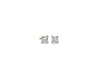 Lab Grown Diamond Princess Cut Stud Earrings In 14k Yellow Gold (1/3 Ct. Tw.)