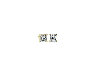 Lab Grown Diamond Princess Cut Stud Earrings In 14k Yellow Gold (3/4 Ct. Tw.)