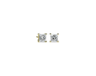 Lab Grown Diamond Princess Cut Stud Earrings In 14k Yellow Gold (1 Ct. Tw.)