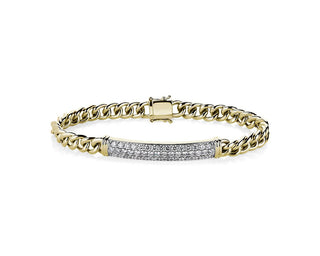 Men's Diamond Link Bar Bracelet In 14k Yellow Gold (2 3/8 Ct. Tw.)