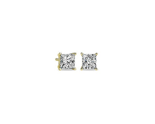 Lab Grown Diamond Princess Cut Stud Earrings In 14k Yellow Gold (1 1/2 Ct. Tw.)