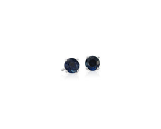 Sapphire Stud Earrings In 18k White Gold (5mm)