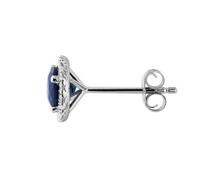 Sapphire And Micropavé Diamond Stud Earrings In 18k White Gold (5mm)