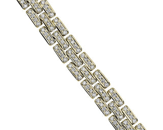 Diamond Panther Link Bracelet In 14k Yellow Gold (2 Ct. Tw.)