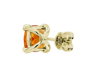 Cushion Cut Citrine And Diamond Accent Earrings In 14k Yellow Gold (7mm)