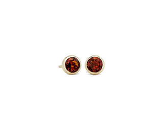 Bezel Set Citrine Earrings In 14k Yellow Gold