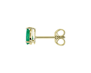 Pear Emerald Stud Earrings In 14k Yellow Gold (6x4mm)