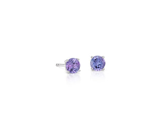 Tanzanite Stud Earrings In 18K White Gold (5mm)