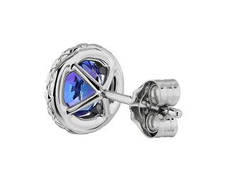 Tanzanite And Micropavé Diamond Stud Earrings In 14k White Gold (5mm)