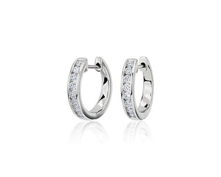 Lab Grown Diamond Channel Hoop Earrings In 14k White Gold (1/2 Ct. Tw.)