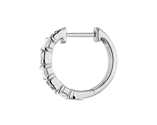 Princess And Baguette Diamond Huggie Hoop Earrings In 14k White Gold (1 1/5 Ct. Tw.)