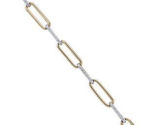 Diamond Alternating Paperclip Bracelet In 14k Yellow Gold (1/2 Ct. Tw.)