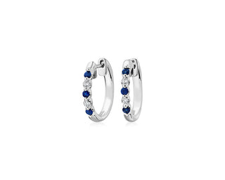 Floating Sapphire And Diamond Hoop Earrings In 14k White Gold