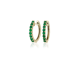 Emerald Hoop Earrings In 14k Yellow Gold