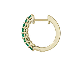 Emerald Hoop Earrings In 14k Yellow Gold