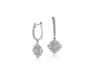 Diamond Starburst Drop Earring In 14k White Gold (1 Ct. Tw.)