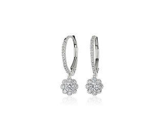 Floral Milgrain Diamond Drop Earrings In 14k White Gold (1/2 Ct. Tw.)