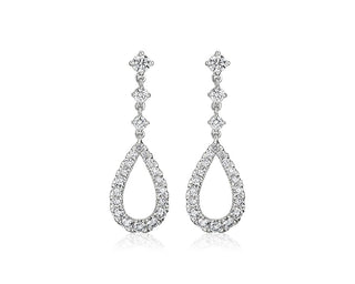 Teardrop Shape Graduated Diamond Drop Earrings In 14k White Gold (7/8 Ct. Tw.)