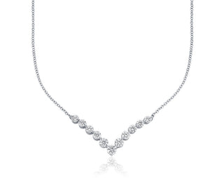 Diamond "V" Bar Necklace In 18k White Gold (2 Ct. Tw.)