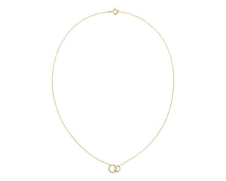 Mini Duet Circle Diamond Necklace In 14k Yellow Gold