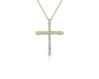 Tapered Diamond Cross Pendant In 14k Yellow Gold (1/2 Ct. Tw.)