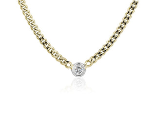 Diamond Curb Link Necklace In 14k Yellow Gold (1/10 Ct. Tw.)