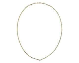 Diamond Curb Link Necklace In 14k Yellow Gold (1/10 Ct. Tw.)