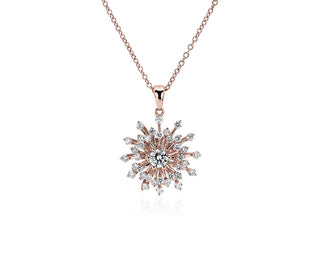 Sunburst Diamond Pendant In 14k Rose Gold (3/4 Ct. Tw.)