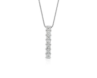 Platinum Seven-Stone Princess-Cut Diamond Pendant (1 carat total weight)