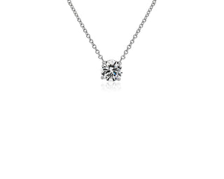 One carat total weight of lab-grown diamond floating solitaire pendant set in 14k white gold